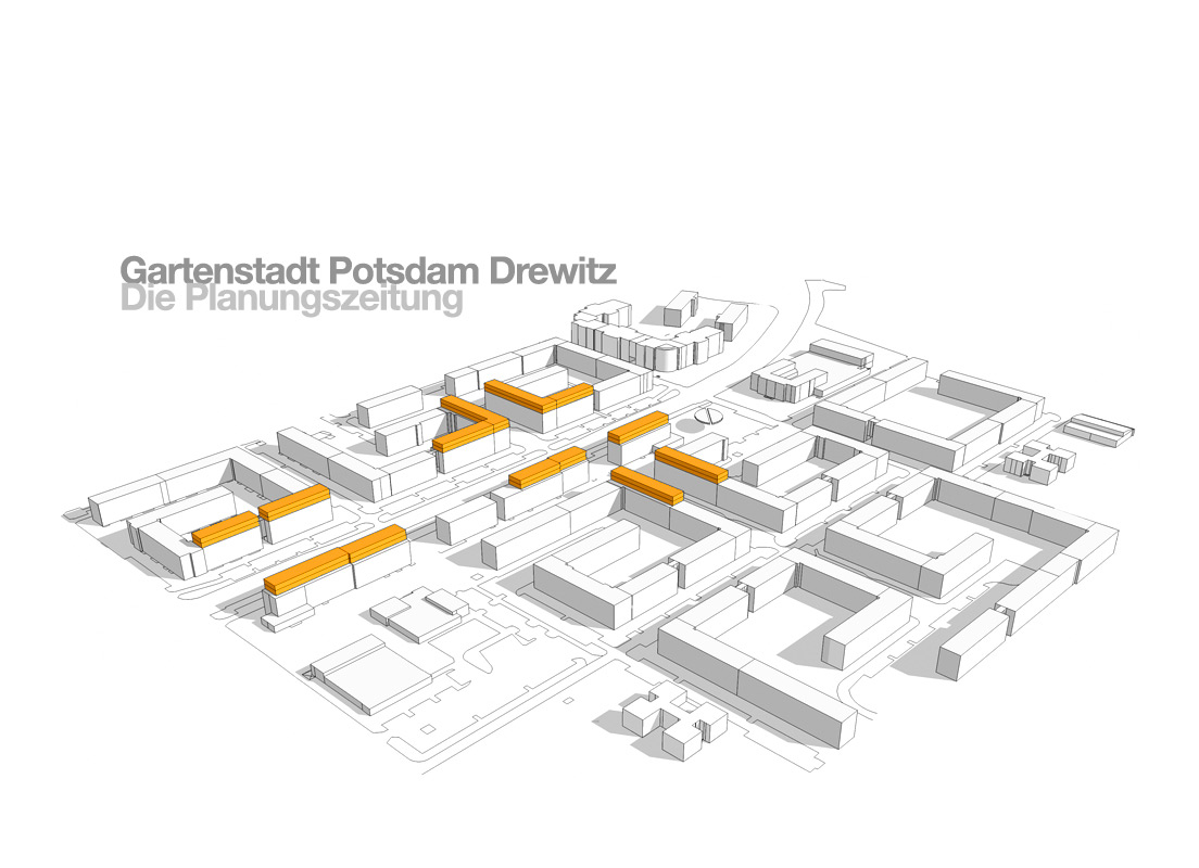 Design einer neuen visuellen Linie für die Planungszeitung zur Begleitung der Stadtentwicklung der Gartenstadt Drewitz in Potsdam sowie Satz und Layout der ersten Ausgabe