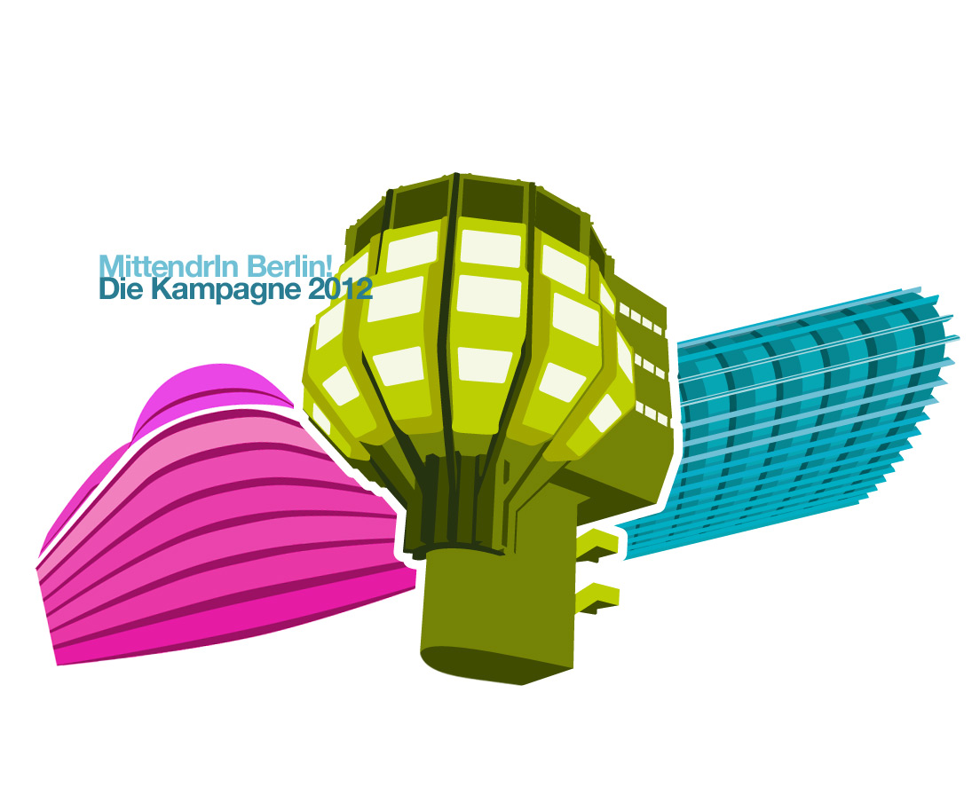 Design und Entwicklung des visuellen Konzepts zum Motto des Wettbewerbs 2012 „Laufend Neues erleben“ von „MittendrIn Berlin! Die Zentren-Initiative“